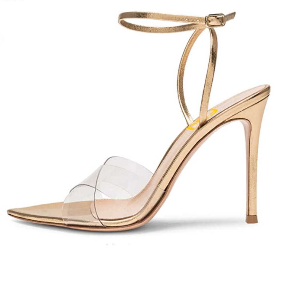 FSJ Clear Peep Toe Cross PVC Slingback Sandals